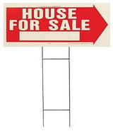 Hy-Ko RS-801 Lawn Sign, House For Sale, White Legend, Red Background, Plastic, 9-1/2 in H x 24 in W Dimensions, Pack of 5