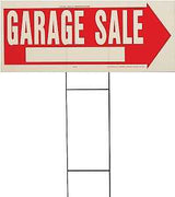 Hy-Ko RS-804 Lawn Sign, Garage Sale, White Legend, Red Background, Plastic, 9-1/2 in H x 24 in W Dimensions, Pack of 5