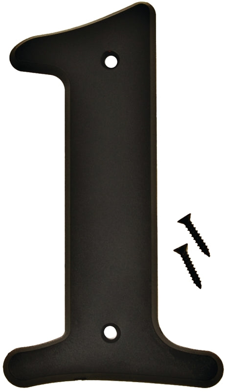 Hy-Ko 30200 Series 30201 House Number, Character: 1, 6 in H Character, Black Character, Plastic, Pack of 5