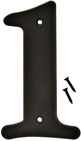 Hy-Ko 30200 Series 30201 House Number, Character: 1, 6 in H Character, Black Character, Plastic, Pack of 5