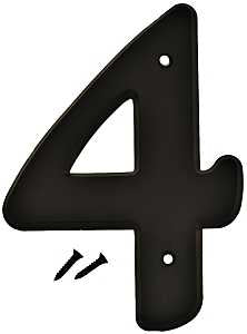 Hy-Ko 30200 Series 30204 House Number, Character: 4, 6 in H Character, Black Character, Plastic, Pack of 5