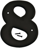 Hy-Ko 30200 Series 30208 House Number, Character: 8, 6 in H Character, Black Character, Plastic, Pack of 5
