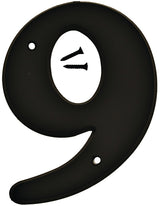 Hy-Ko 30200 Series 30209 House Number, Character: 9, 6 in H Character, Black Character, Plastic, Pack of 5