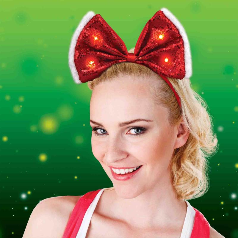Magic Seasons Christmas Bow Sequence Headband 1 pc, Pack of 12