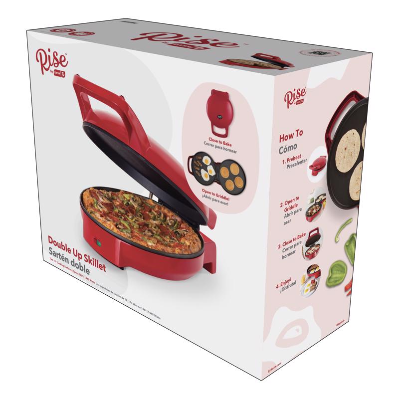 Rise by Dash 16 in. L X 12 in. W Metal Nonstick Surface Red Griddles