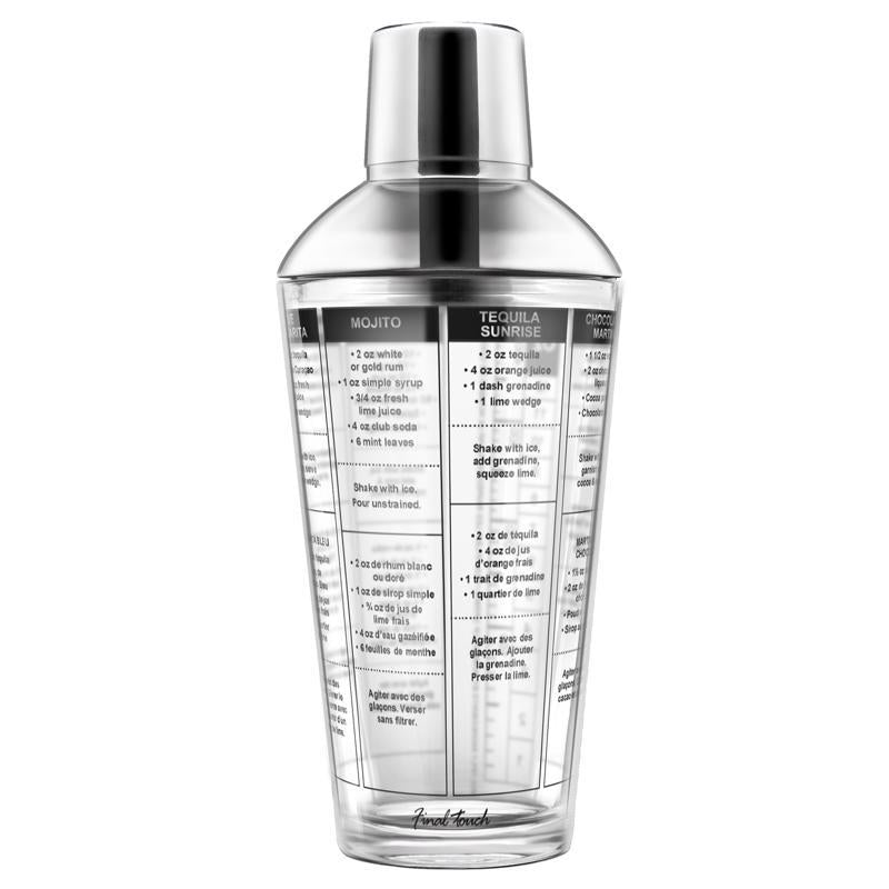 Final Touch 16 oz Clear Glass/Stainless Steel Cocktail Shaker