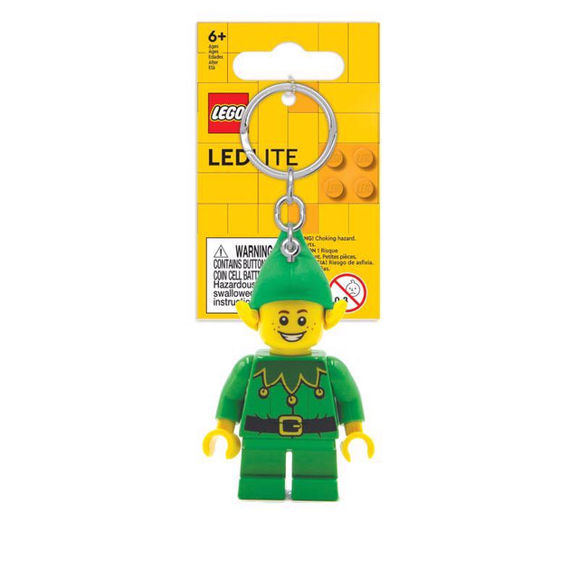 LEGO Minifigures Plastic Green/Yellow Elf Keychain w/LED Light, Pack of 6