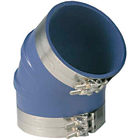 Trident 240V6000SS Blue ″VHT″ Silicone 45° Elbow w/T-Bold Clamps, 6″