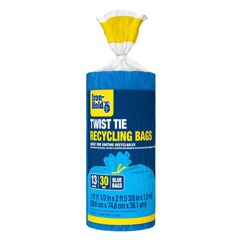 Iron-Hold 13 gal No Scent Recycling Bags Twist Tie 30 pk, Pack of 6