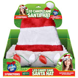 Magic Seasons Candy Cane Santa LED Hat Plush 1 pk, Pack of 12