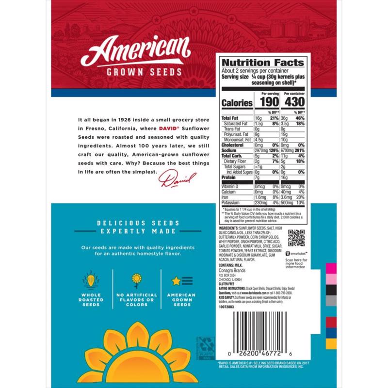 David Jumbo Ranch Sunflower Seeds 5.25 oz Bagged, Pack of 12
