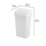 Sterilite SwingTop 13 gal White Polypropylene Trash Can, Pack of 4