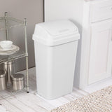Sterilite SwingTop 13 gal White Polypropylene Trash Can, Pack of 4