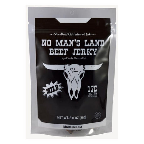 No Man's Land Mild Beef Jerky 3 oz Bagged, Pack of 8