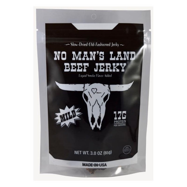 No Man's Land Mild Beef Jerky 3 oz Bagged, Pack of 8
