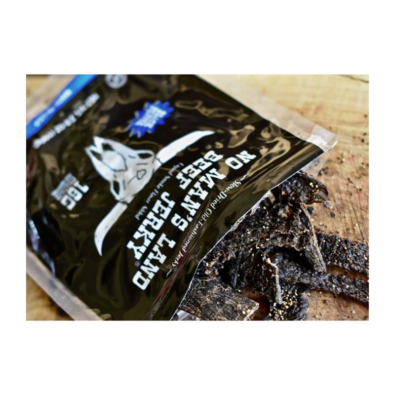 No Man's Land Black Pepper Beef Jerky 3 oz Bagged, Pack of 8