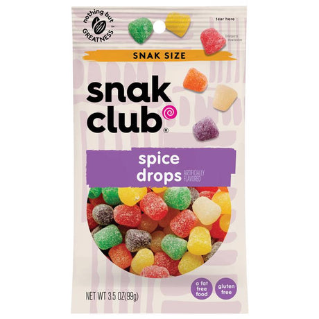 Snak Club Spice Drops Gummi Candy 3.5 oz Bagged, Pack of 12