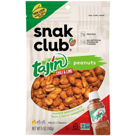 Snak Club Tajin Chili and Lime Peanuts 5 oz Bagged, Pack of 6