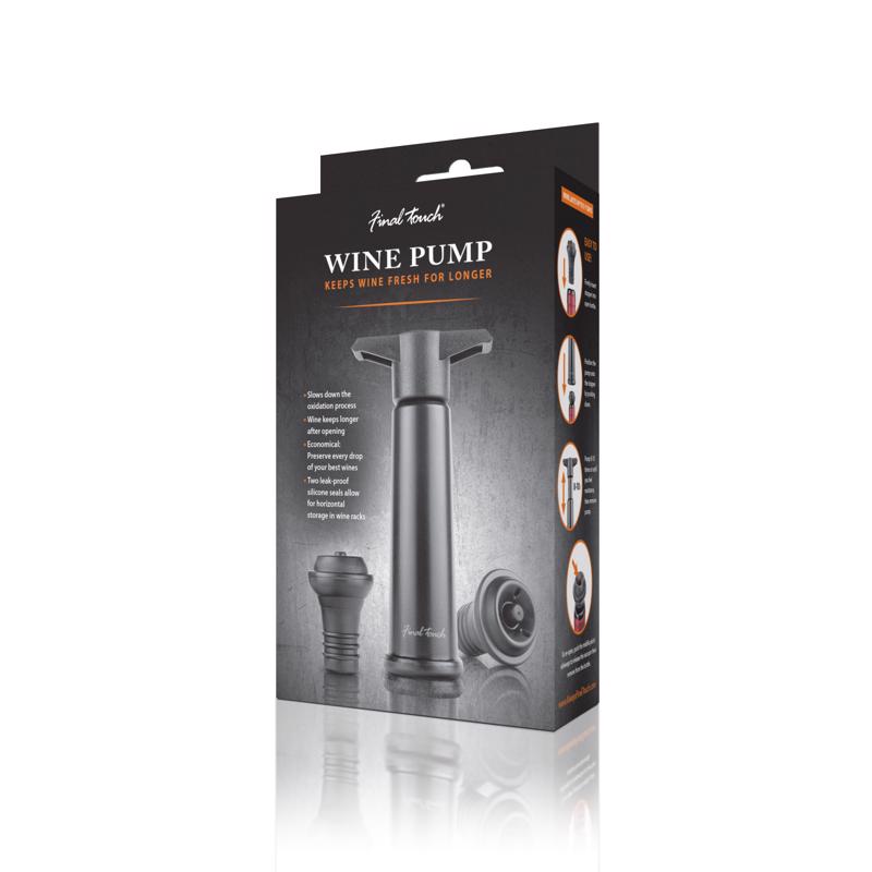 Final Touch Gray ABS Wine Pump and Stoppers