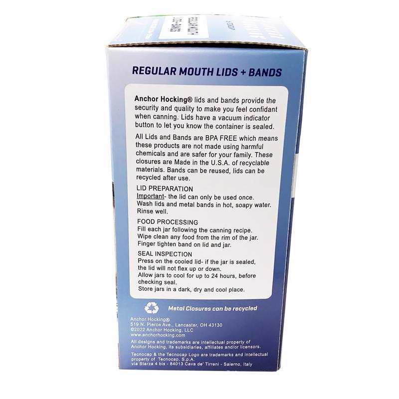 Tecnocap Anchor Hocking Regular Mouth Canning Lids and Bands 12 pk, Pack of 10