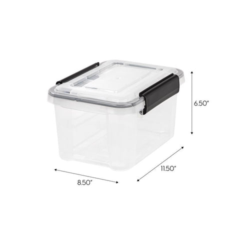IRIS WeatherPro 6.5 qt Black/Clear Storage Box 6.50 in. H X 8.50 in. W X 11.50 in. D Stackable, Pack of 6