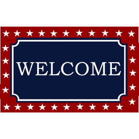Rockport Premium Americana 18 in. W X 28 in. L Multi-Color Welcome with Star Border Coir Door Mat
