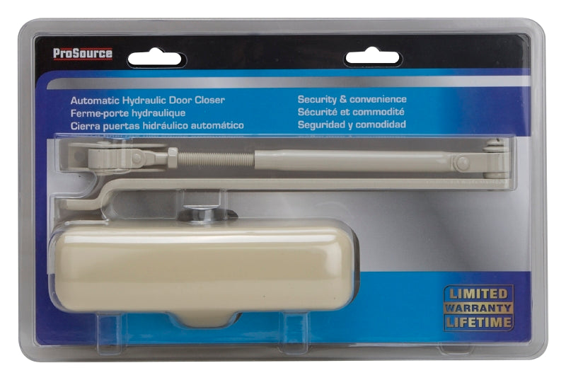 ProSource C103-BH-SA-IV Door Closer, Automatic, Aluminum, Ivory, 140 lb, 150 x 19 mm Mounting Hole Distance