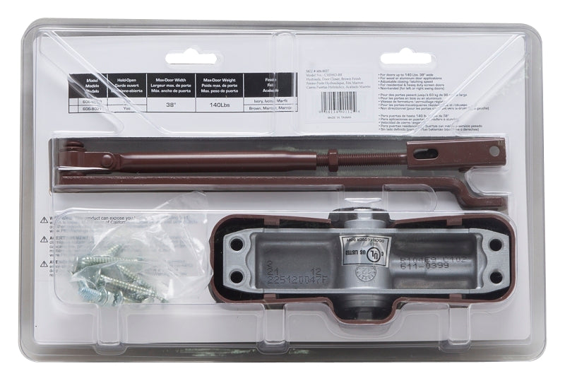 ProSource C103-BH-SA-BR Door Closer, Automatic, Aluminum, Brown, 140 lb, 150 x 19 mm Mounting Hole Distance