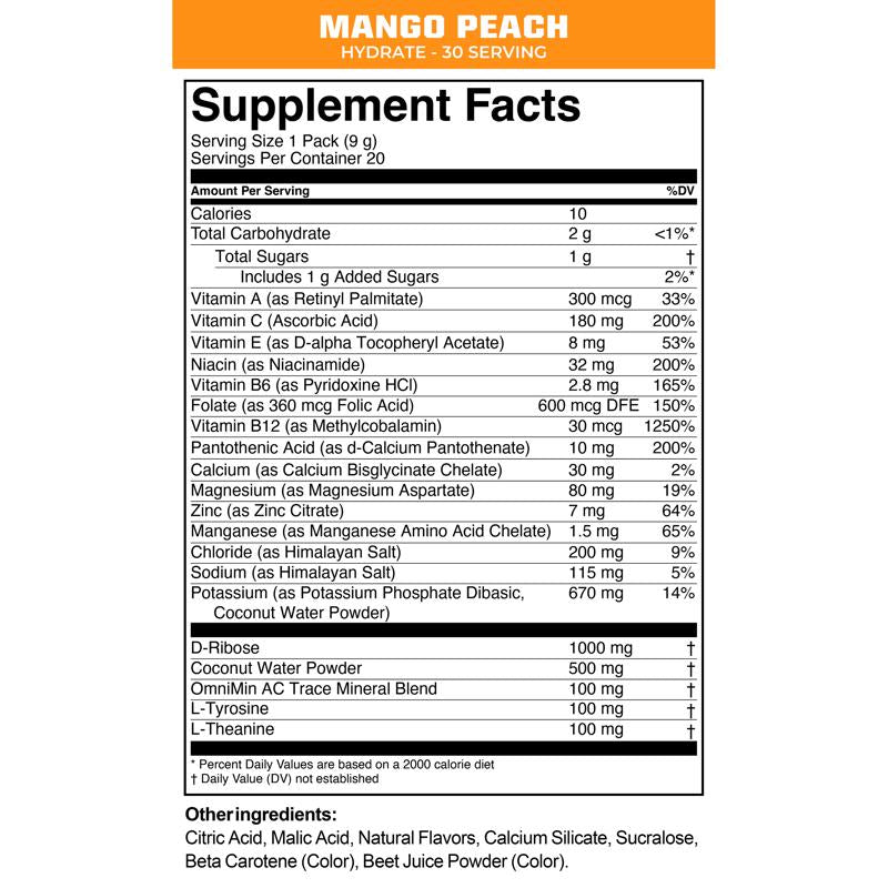MTN OPS Mango Peach Drink Mix 6 oz