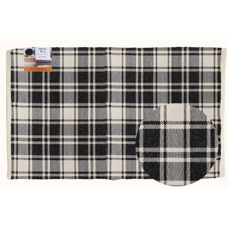 First Concept 36 in. W X 24 in. L Black/White Checkered Polyester Accent Rug