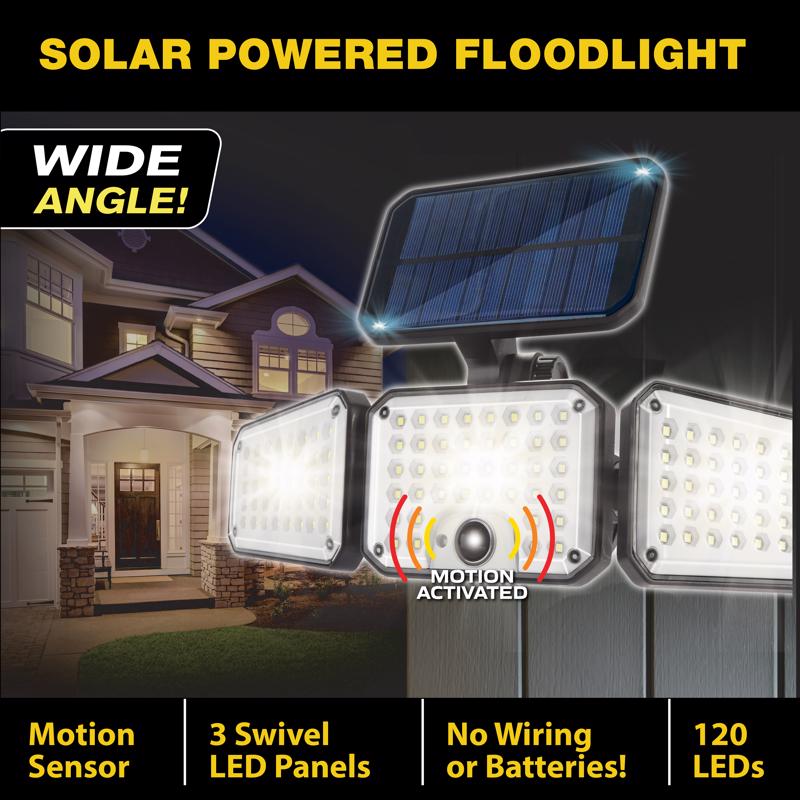 Bell & Howell Bionic Motion-Sensing Solar Powered LED Black Floodlight
