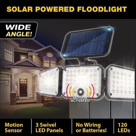 Bell & Howell Bionic Motion-Sensing Solar Powered LED Black Floodlight