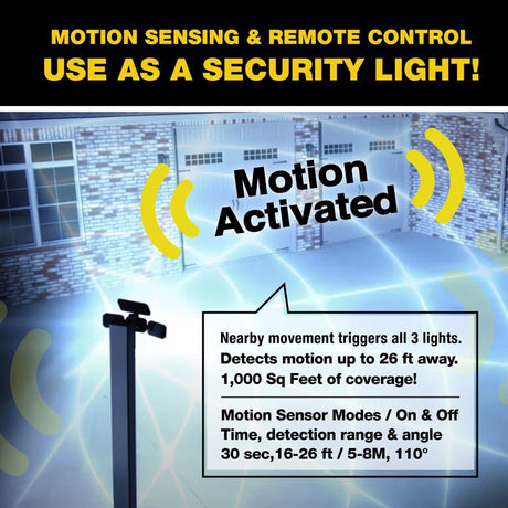 Bell & Howell Bionic Motion-Sensing Solar Powered LED Black Floodlight