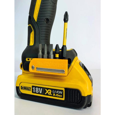 StealthMounts Bit Holders Compatible with DeWalt 20V; Yellow ABS Magnetic Bit Holder 2 pk