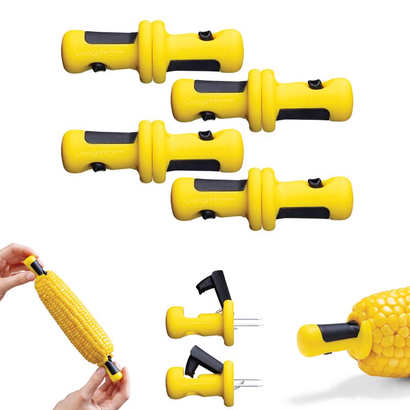 Dreamfarm Lockorns Yellow Polypropylene/Stainless Steel Corn Cob Holders
