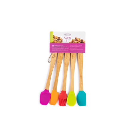 Core Kitchen Assorted Bamboo/Silicone Mini Utensil Set, Pack of 6