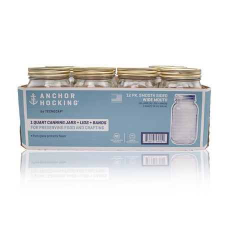 Anchor Hocking Tecnocap Wide Mouth Canning Jar 32 oz 12 pk