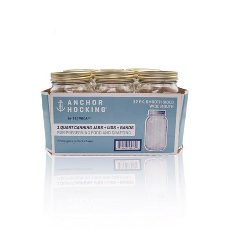 Anchor Hocking Tecnocap Wide Mouth Canning Jar 32 oz 12 pk