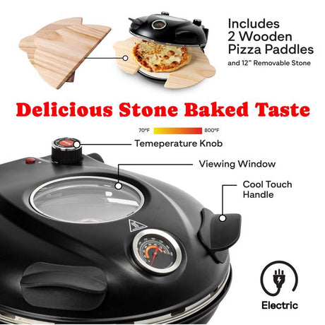 Granitestone Piezano Matte Black Electric Pizza Oven
