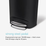 Simplehuman 50 L Black Plastic/Steel Step On Trash Can