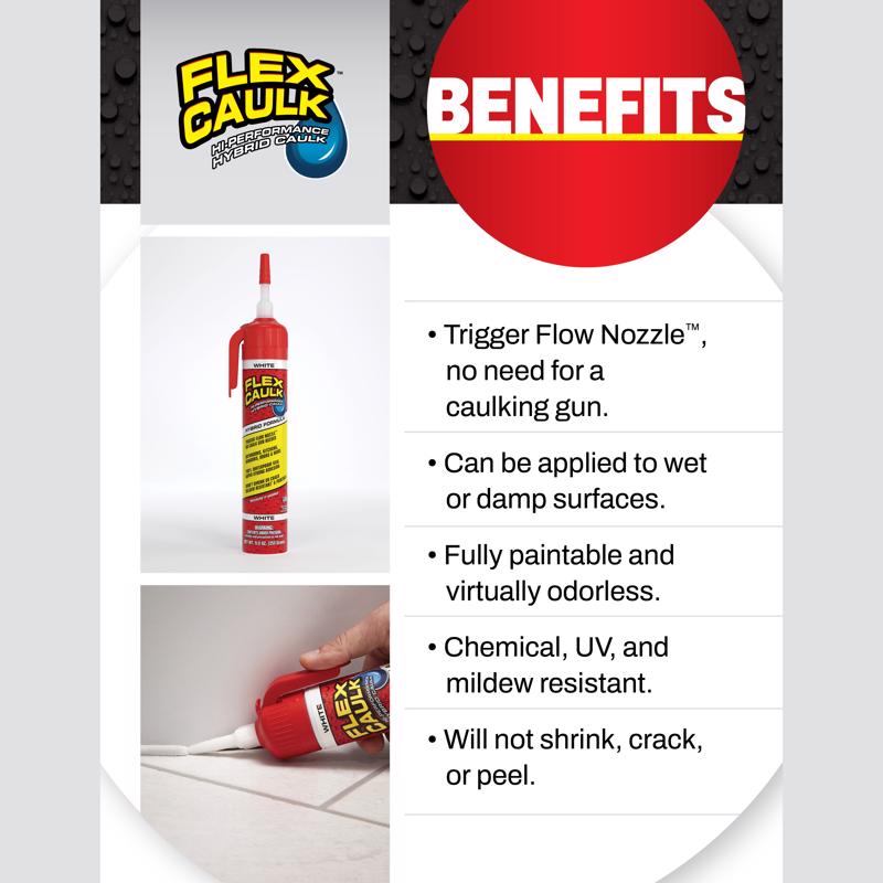 Flex Seal Family of Products Flex Caulk Clear Polymer Advanced Hybrid Polymer Caulk 6.6 oz, Pack of 4