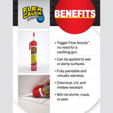 Flex Seal Family of Products Flex Caulk Clear Polymer Advanced Hybrid Polymer Caulk 6.6 oz, Pack of 4