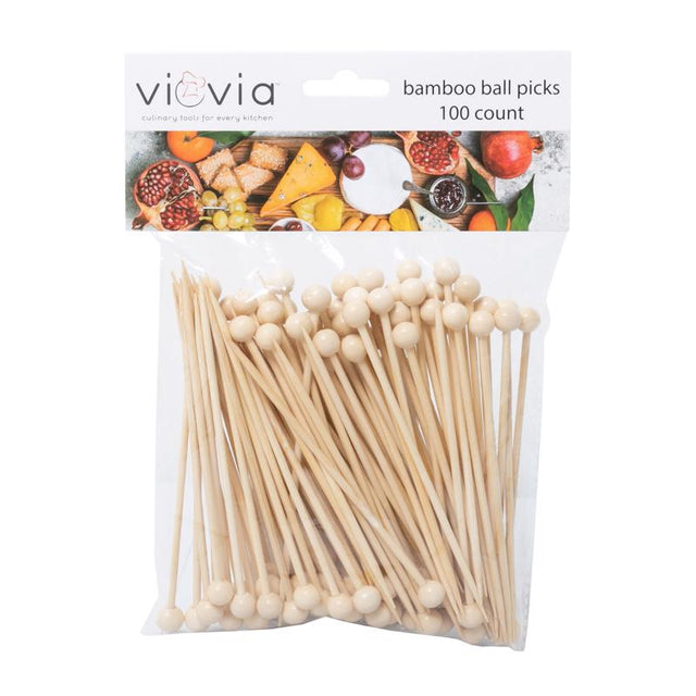 Blueoco Viovia Beige Bamboo Ball Appetizer Pick