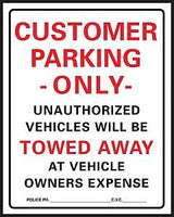 Hy-Ko 700 Parking Sign, 15 x 19 in Dimensions, Rectangular, Black/Red Legend, White Background, Plastic
