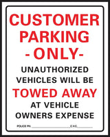 Hy-Ko 700 Parking Sign, 15 x 19 in Dimensions, Rectangular, Black/Red Legend, White Background, Plastic
