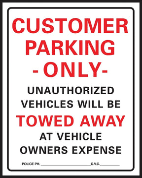 Hy-Ko 700 Parking Sign, 15 x 19 in Dimensions, Rectangular, Black/Red Legend, White Background, Plastic