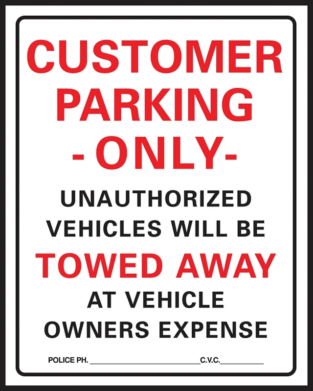 Hy-Ko 700 Parking Sign, 15 x 19 in Dimensions, Rectangular, Black/Red Legend, White Background, Plastic