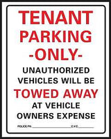 Hy-Ko 701 Parking Sign, 15 x 19 in Dimensions, Rectangular, Black/Red Legend, White Background, Plastic, 1/PK