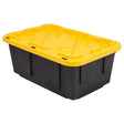 Greenmade 15 gal Black/Yellow Snap Lock Storage Box Stackable, Pack of 4