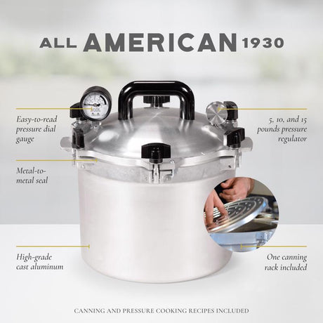 All American 1930 Cast Aluminum Pressure Canner 10 qt Silver